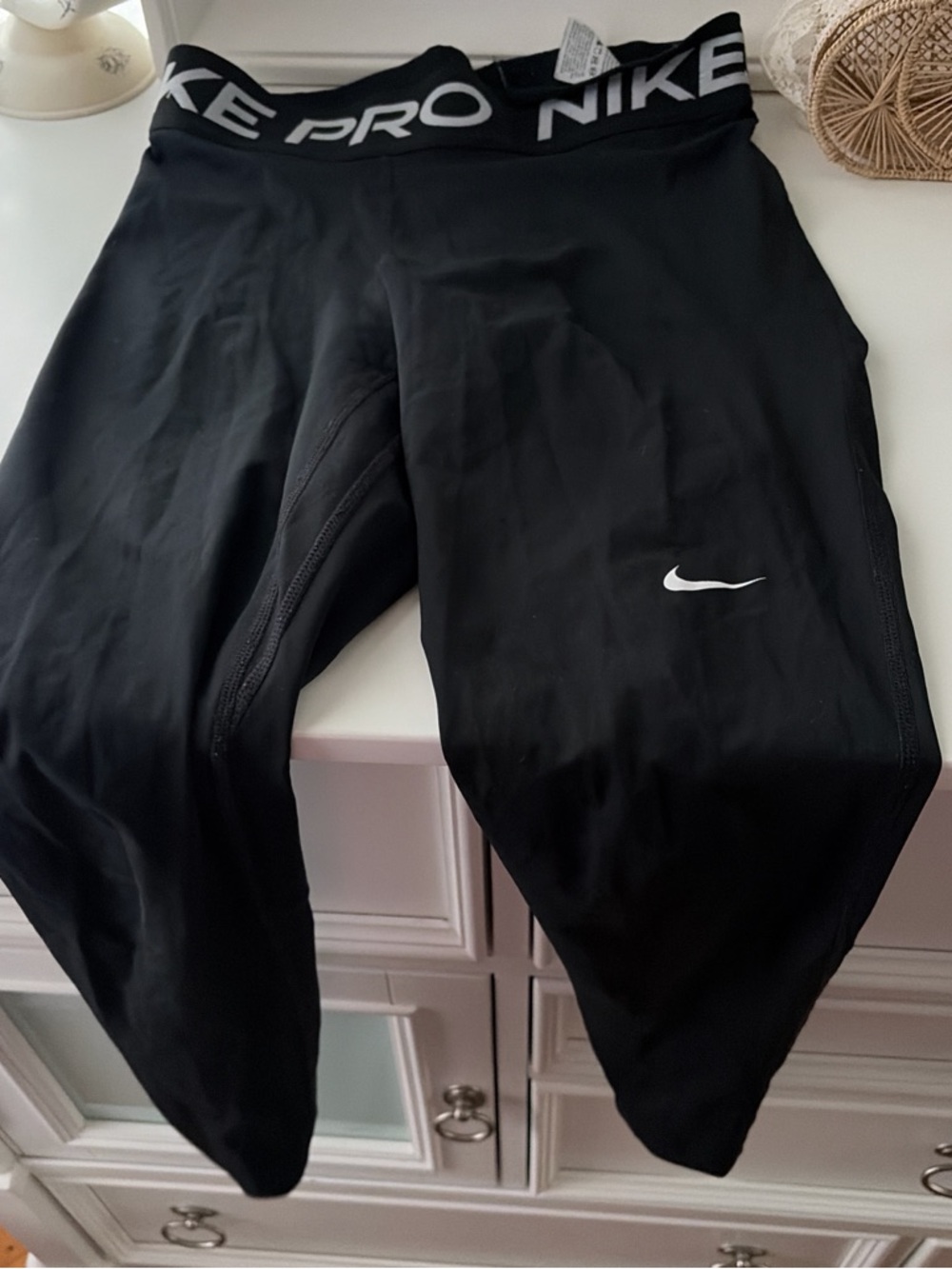 Nike Black Pro Leggings with White Swoosh